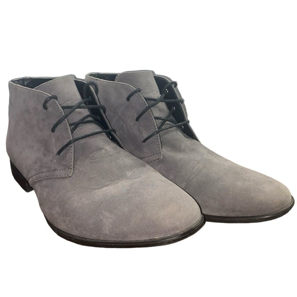 ASOS Design Mens Sz 11 Grey Soft Faux Lace Pull On Almond Toe Suede Chukka Boots
